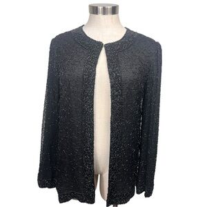 Laurence‎ Kazar Black Silk Beaded Jacket Size Medium